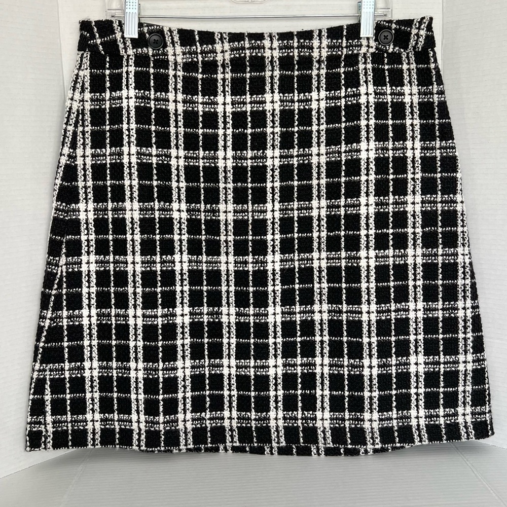 NWT Banana Republic Black & White Plaid Tweed Mini 14T Preppy Office Siren